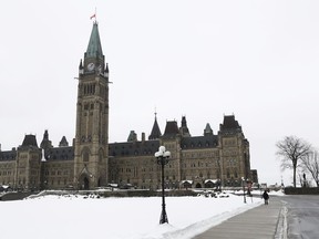 White elm tree on the right hand side of Centre Block in Ottawa Thursday Feb 8, 2019. The Greenspace Alliance of Canada's Capital is urging the federal government to assure the public that it intends to preserve a heritage elm tree threatened by renovations to Centre Block. The white elm (ulmus americana) is a prominent landmark on an otherwise denuded Parliament Hill. It sits across a roadway just east of the Centre Block, shading a statue of Sir John A. MacDonald.
