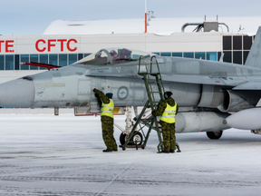 The first Australian F-18 arrives at Cold Lake, Alberta. Canadian Forces photo.