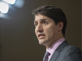 Prime Minister Justin Trudeau speaks at a media availability in Montreal on Wednesday, Feb. 27, 2019.