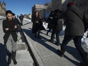 Liberal MP Jody Wilson-Raybould leaves the Parliament buildings following Question Period in Ottawa, Tuesday, February 19, 2019.