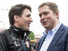 Prime Minister Justin Trudeau with Conservative Leader Andrew Scheer.