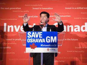 Unifor National President Jerry Dias speaks during press conference in Toronto on January 25, 2019. Jerry Dias is fed up.At labour rallies, press conferences, anywhere people might listen, the head of Unifor has for more than two months been expressing a deep frustration about how General Motors has broken one promise too many with its plan to close its Oshawa Assembly Plant.