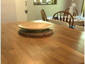 Wood makes a great countertop, but regular maintenance is required. This hardwood countertop was finished with a non-toxic sealer.