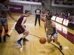 Gee-Gees Brooklynn McAlear-Fanus during the first quarter of the game on Saturday.