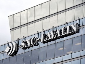The SNC-Lavalin logo on the side of a building.