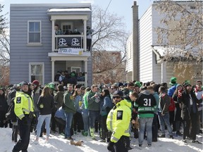 Police at a Sandy Hill St. Patrick's Day party in 2018.
