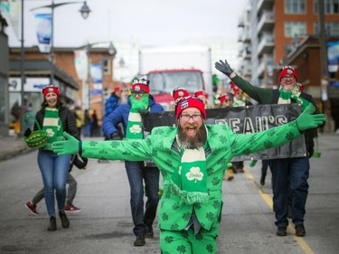 Steve Beauchesne, the owner of Beaus, took part in the 37th Annual St. Patrick's Day Parade made its way down Bank Street Saturday March 16, 2019.
