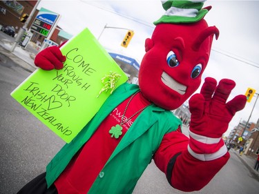 Sparky, the Ottawa Fury FC's mascot, took part in the 37th Annual St. Patrick's Day Parade made its way down Bank Street Saturday March 16, 2019.