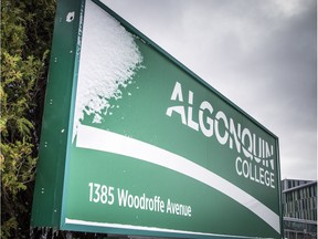 An exterior sign at the Algonquin College campus in Ottawa.
