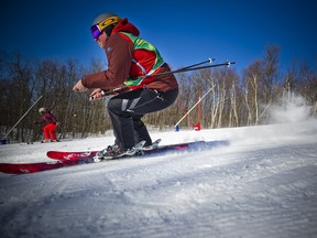 Daniel Alfredsson, the former Ottawa Senators captain, had no problem whipping down the mountain racing Larisa Yurkiw, Canadian National Alpine Team veteran skier.