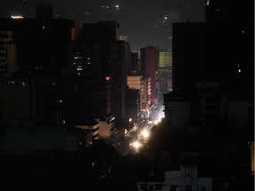 General view of Chacao neighborhood during a new power outage in Caracas, on March 29, 2019. - Caracas and other major Venezuelan cities were hit by a new electricity blackout on Friday, as they were barely recovering from another outage that had paralyzed the country for days.