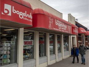 Exterior shot of Bagel Shop,  1321 Wellington St West.