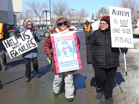 "Parents United for Quality Autism Services" holds a rally at Sudbury MPP Jamie West's office in Sudbury March 7.