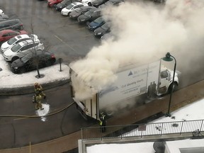 Fire in a paper shredding truck