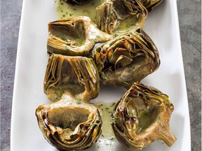 Roasted Artichokes With Vinaigrette. This recipe appears in the cookbook "Nutritious Delicious."