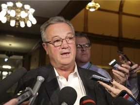 MPP Randy Hillier speaks to the media at Queens Park after being suspended from caucus in February.