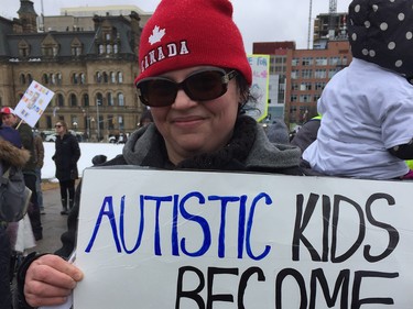 Kelly Hopper, protester demanding a national autism strategy, March 31, 2019, Ottawa.