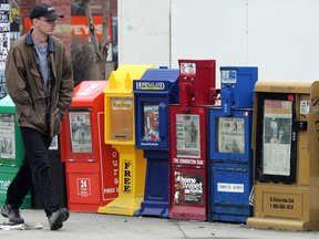 Newspaper boxes in Edmonton.