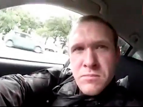 An image taken from video shot during a Christchurch mosque shooting by the alleged gunman, March 15, 2019.