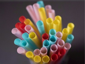 Ontario is weighing a ban on single-use plastics, which include bags, water bottles and straws, as part of a broader strategy to send less waste to landfills. Plastic straws are pictured in North Vancouver, B.C. on Monday, June 4, 2018.