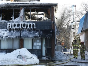 Ottawa firefighters still working at Allium restaurant on Holland Ave. in Ottawa Friday March 1, 2019.