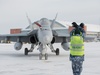 The first Australian F-18 arrives at Cold Lake, Alta. Canadian Forces photo.