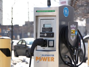 The City of Sarnia's electric vehicle charging station on Charlotte Street.