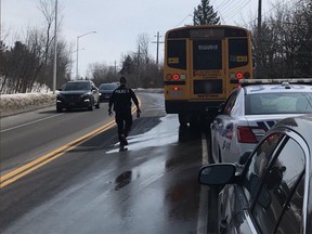 This school bus was among those caught in Day 4 of Project Interlude with OPS Traffic resulted in 22 speeding charges.