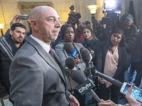 Imperial Tobacco spokesman Eric Gagnon speaks to reporters on March 1, 2019.