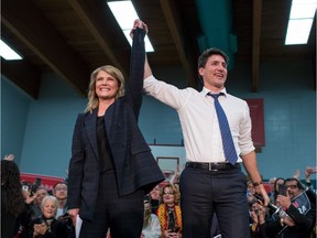 Prime Minister Justin Trudeau and Tamara Taggart speak to supporters at a Liberal nomination event in Vancouver, B.C., on Sunday March 24, 2019.