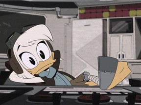This photo provided by Disney shows a scene from "What Ever Happened to Della Duck?!" in an episode of the animated series "DuckTales" that airs Saturday, March 9, 2019, on Disney Channel.