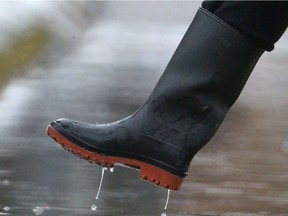 Rubber boots could be a good idea today, but make sure they have good treads.