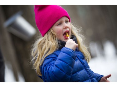 Four-year-old Charlotte Natynczyk enjoyed the taffy at the Vanier Sugar Festival on Saturday.