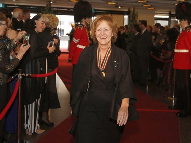 Lorraine Pintal, recipient of a Lifetime Artistic Achievement award, arrives on the red carpet at the Governor General's Performing Arts Awards at the National Arts Centre in Ottawa on Saturday, April 26, 2019.
