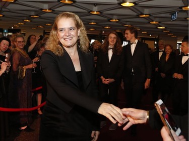 Governor General Julie Payette arrives on the red carpet at the Governor General's Performing Arts Awards at the National Arts Centre in Ottawa on Saturday, April 26, 2019.