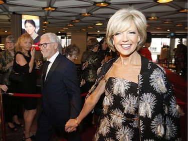 Master of ceremonies Heather Hiscox, CBC News Network, and her husband Dr. Martin Goldbach arrive on the red carpet at the Governor General's Performing Arts Awards at the National Arts Centre in Ottawa on Saturday, April 26, 2019.