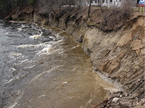 The raging Petawawa River is causing erosion of the bank next to the Petawawa River Bridge on Petawawa Boulevard. This was the condition of the slope as of about 3 p.m. April 29. The situation was being monitored closely by the County of Renfrew public works department.