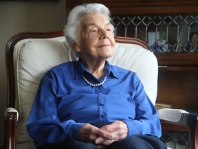 June Lindsey, 96, played a key role in the discovery of the DNA double helix - one she has never been recognized for. Her Phd research at Cambridge was a precursor to the discovery by Crick and Watson a few years later of the double helix, for which they were awarded the Nobel Prize.  Julie Oliver/Postmedia