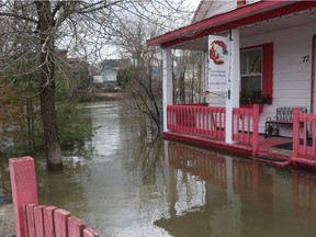 Homes and streets of Saint-André-Avellin are flooded by the the Petite-Nation River on Wednesday.