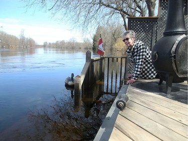 Lena Coleman's lower deck (at left) remains submerged under water from the Clyde River and had risen two feet above her upper deck last weekend at its highest point.