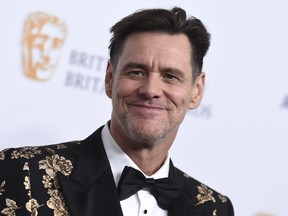 Jim Carrey arrives at the 2018 BAFTA Los Angeles Britannia Awards at the Beverly Hilton on Friday, Oct. 26, 2018, in Beverly Hills, Calif.