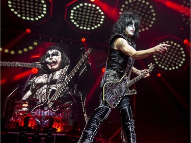 Gene Simmons and Paul Stanley of KISS performing their End Of The Road World Tour at Canadian Tire Centre in Ottawa on Wednesday.