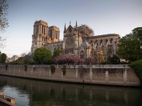 This picture taken on April 17, 2019 shows the Notre-Dame de Paris Cathedral, in the aftermath of a fire that devastated the cathedral.
