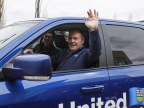 United Conservative Party leader Jason Kenney arrives at a rally before the election, in Sherwood Park Alta, on Monday April 15, 2019.