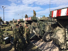 Canadian Forces get ready to leave Petawawa to head down to help with flooding in the Ottawa area.
