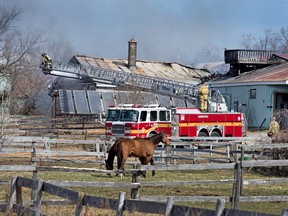 An apparent barn fire near Starlight Place and Silver Fox Way just north of the 8700 block of Franktown Rd.