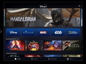 This image provided by Disney shows a product image of Disney Plus on a tablet. The video steaming service has been in the works for more than year, but Thursday, April 11, 2019, marked the first time that the longtime entertainment powerhouse has laid out plans for its attack on Netflix and a formidable cast of competitors, including Amazon, HBO Go and Showtime Anytime.