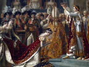 A file photo shows the oil painting "Coronation of Napoleon and Empress Josephine" 02 December 1804 by French artist Jacques-Louis David. The coronation took place at Notre-Dame.