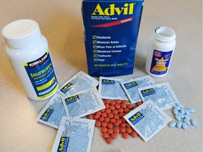 A variety of NSAIDs (nonsteroidal anti-inflammatory drugs).