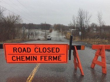 The causeway to Petrie Island at Trim Road, just off Highway 174, was closed on Saturday.